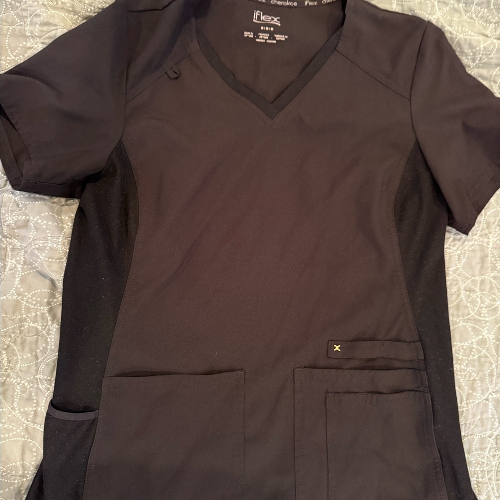 Cherokee Women's Medical Scrub Top Iflex V-Neck Knit Panel Top CK605